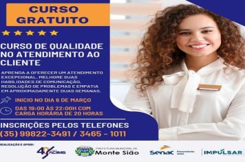 CURSO GRATUITO EM MONTE SIAO