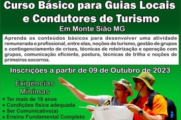 MONTE SIÃO IRÁ REALIZAR O 2º CURSO BÁSICO DE GUIAS LOCAIS E CONDUTORES DE TURISMO, INOVANDO MAIS UMA VEZ NO SETOR