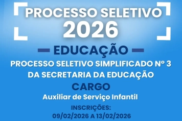 Processo Simplificado para a Contratação de Auxiliar de Serviço Infantil para atender à necessidade temporária de excepcional interesse público.