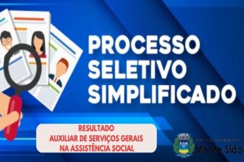 Resultado Preliminar do Processo Seletivo de Auxiliar de Serviços Gerais para o Dep. de Assistência Social.