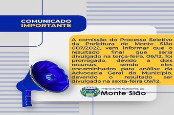 AVISO IMPORTANTE REFERENTE AO PROCESSO SELETIVO 007/2022