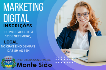 CURSO PARA MARKETING DIGITAL TEM INSCRIÇÕES ABERTAS NO CRAS E NO DEMPAS