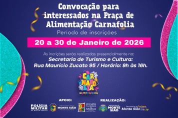 CONVOCAÇÃO PARA INTERESSADOS NA PRAÇA DE ALIMENTAÇÃO DO CARNAFOLIA 2026