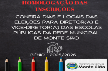 Dias e locais das eleições para diretor(a) e vice-direitor(a) das Escolas Municipais de Monte Sião 2024 