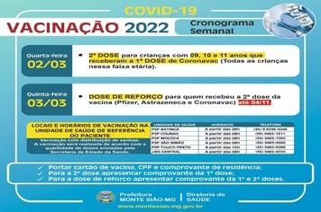 VACINAÇÃO CONTRA COVID 19 - CRONOGRAMA SEMANAL