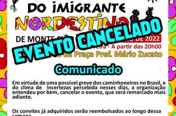 COMUNICADO IMPORTANTE OS ORGANIZADORES DO 3° JANTAR NORDESTINO DE MONTE SIÃO DECIDIRAM PELO CANCELAMENTO DO EVENTO!