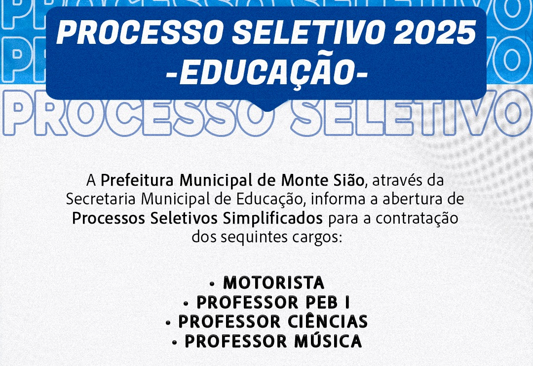 Secretaria de Educação abre Processo Seletivo Simplificado para contratação de Professor de Ciências, Professor I PEB I, Professor de Música e Motorista Escolar.