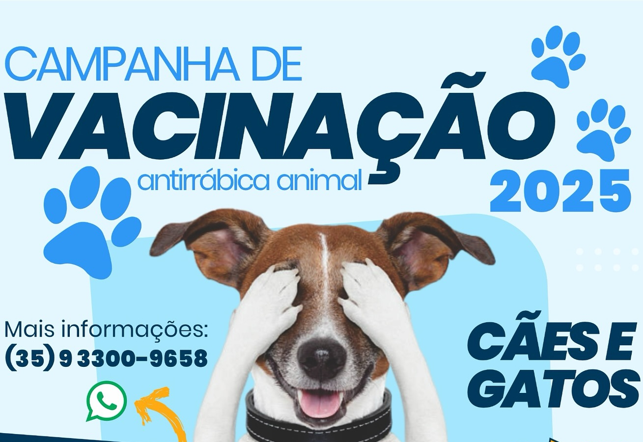 A Campanha de Vacinação Antirrábica Animal 2025 já tem data marcada em Monte Sião!