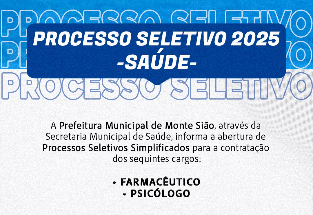 EDITAIS DE PROCESSOS SELETIVOS SIMPLIFICADOS PARA CONTRATAÇÃO DE FARMACÊUTICO E PSICÓLOGO ESTÃO ABERTOS