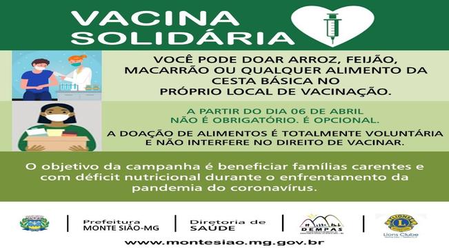 DOAÇÃO VOLUNTÁRIA DE ALIMENTOS - VACINA SOLIDÁRIA
