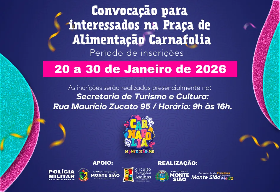 CONVOCAÇÃO PARA INTERESSADOS NA PRAÇA DE ALIMENTAÇÃO DO CARNAFOLIA 2026