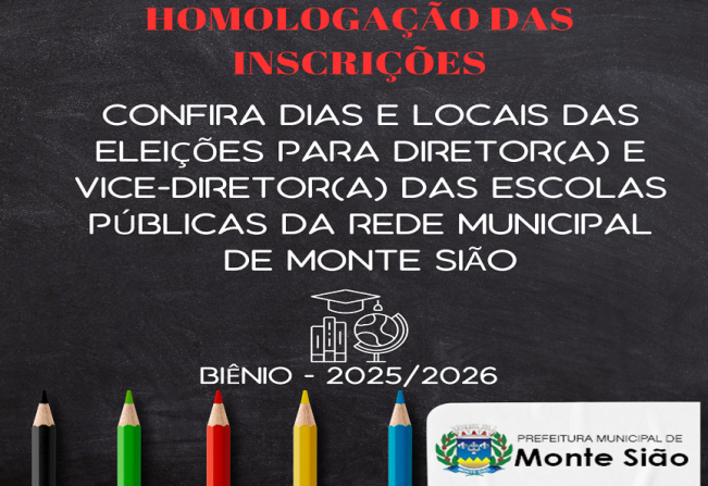 Dias e locais das eleições para diretor(a) e vice-direitor(a) das Escolas Municipais de Monte Sião 2024 