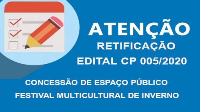 CONCORRÊNCIA PÚBLICA 05/2020 - CONCESSÃO DE ESPAÇO PÚBLICO - FESTIVAL MULTICULTURAL DE INVERNO